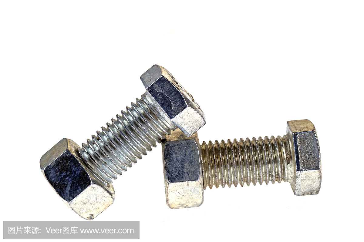 螺栓和螺母,隔離在白色背景上